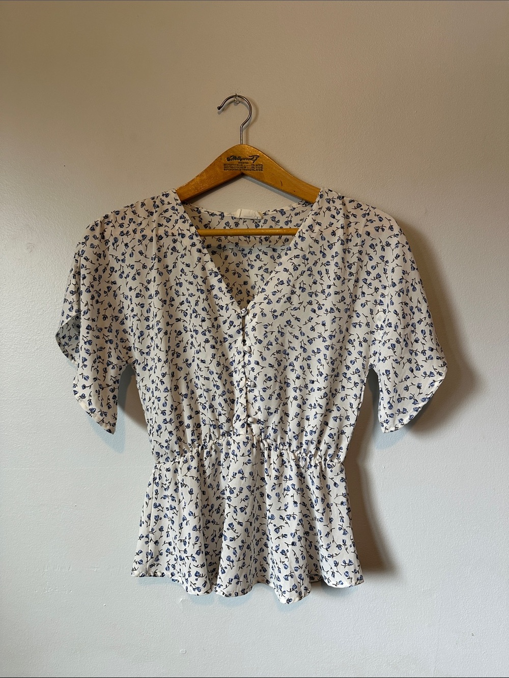 Sienna Sky White Floral Peplum Blouse Women's Size S